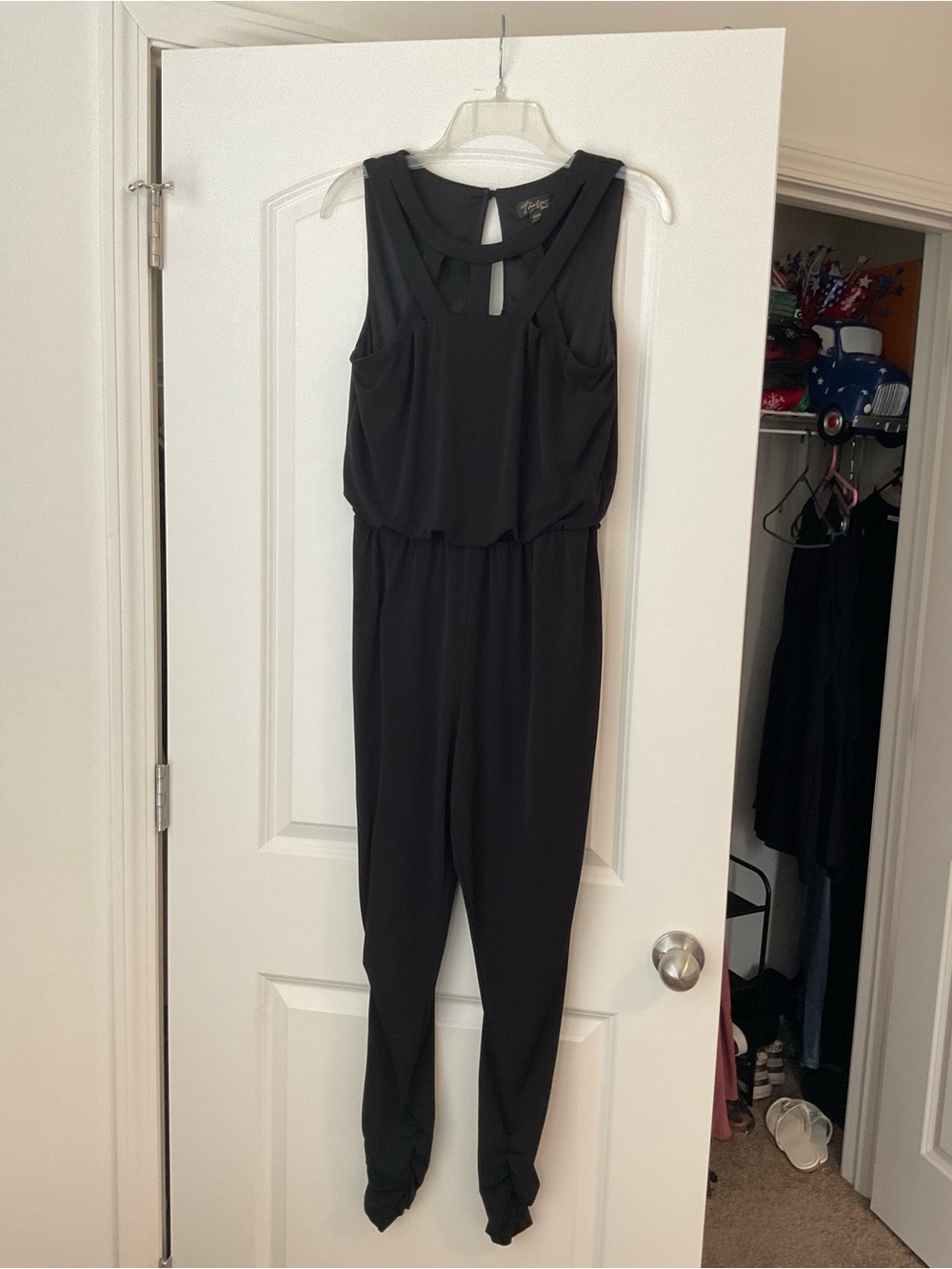 Thalian Black Sleeveless Jumpsuit with Blouson Waist